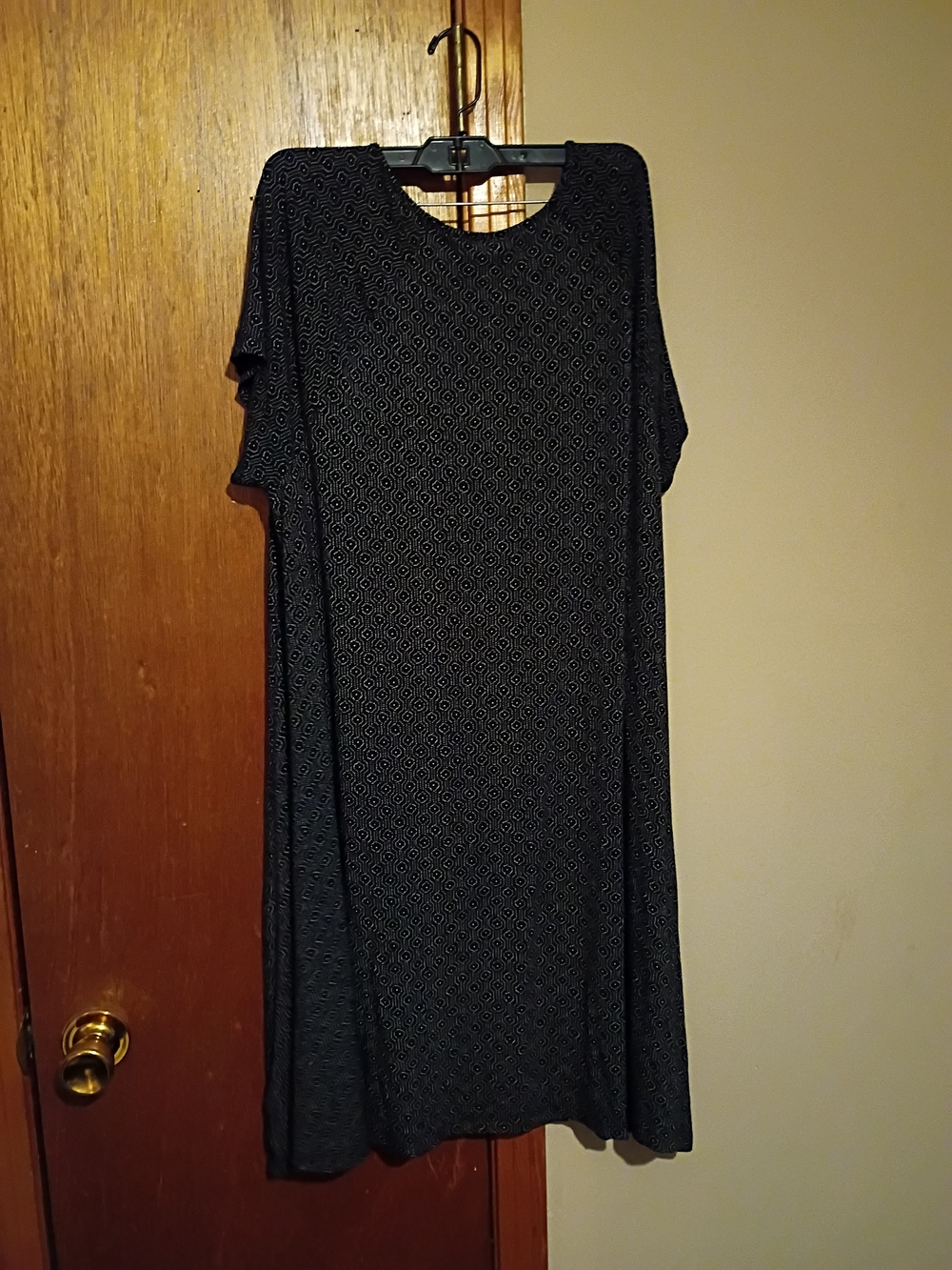 Old Navy Black Midi Dress with Subtle Geo Print
